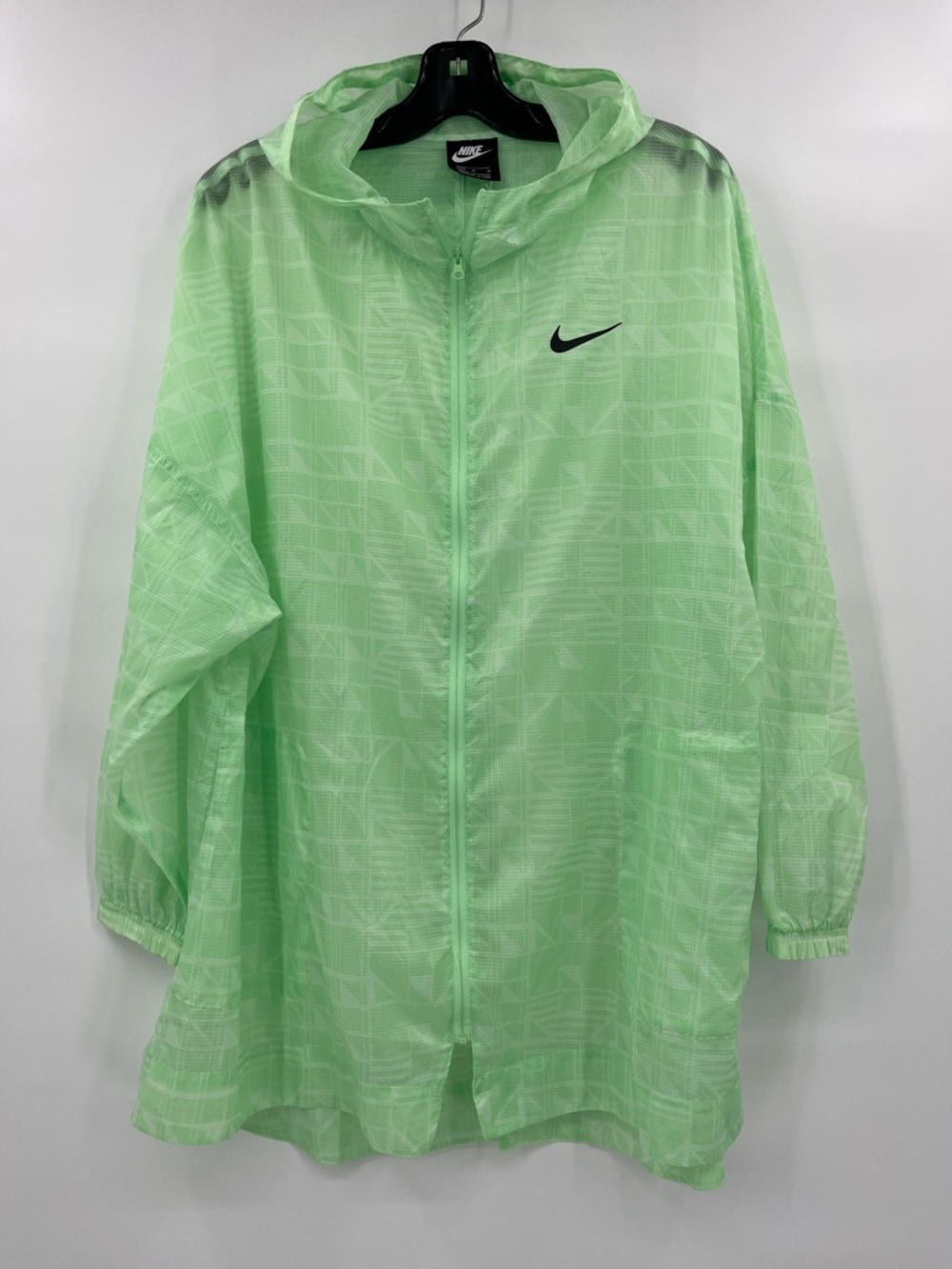 Nike Sportswear Mint Green Hooded Windbreaker Jacket with Black Swoosh Size M